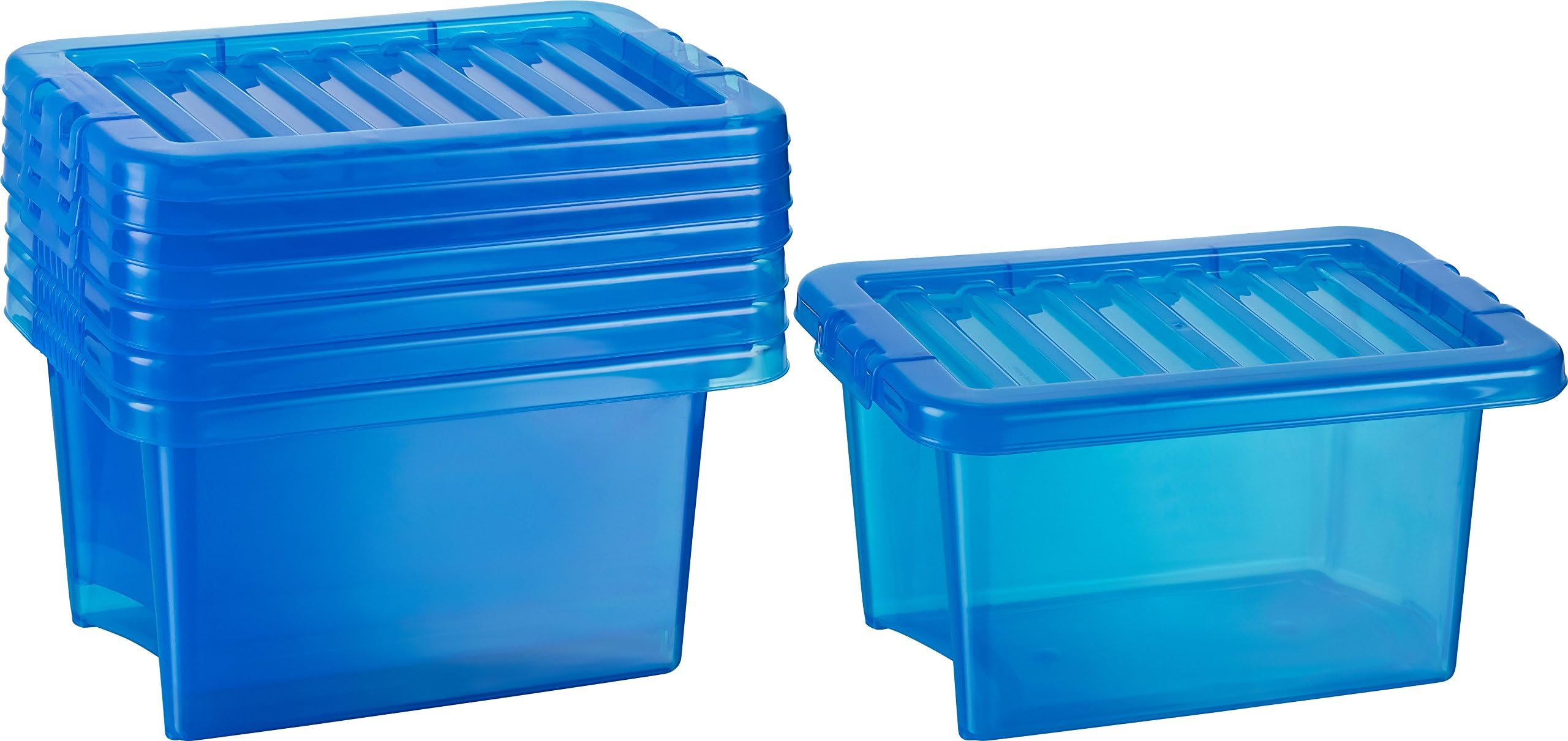 Basic Box Set of 5 6.5l Organization System Storage Box blue