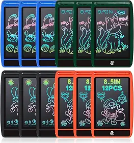 DJZZ Pacote com 12 tabletes de escrita LCD de 8,5 polegadas para crianças, bloco de desenho colorido, quadro de rabisco, esboço, bloco de notas eletrônico, bloco de anotações para aprendizado