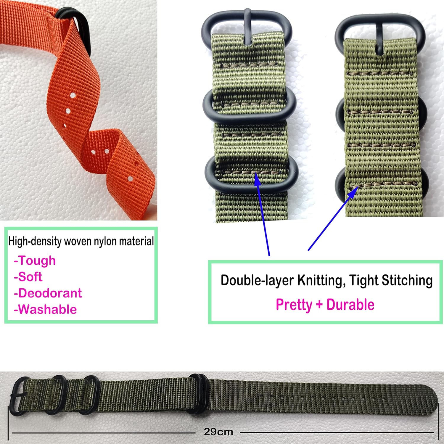 Lijinlan Strap Compatible with Casio G-Shock, Men Nylon Replacement Watch Band for G-Shock DW5600/GWM5610/DW6900/DW9052/GW100/GA100/GD120/GA400