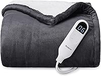 Vista 36 de Bedsure - Manta térmica matrimonial de franela suave, calentamiento rápido con 10 ajustes de tiempo y 6 ajustes de calor, regalo cálido