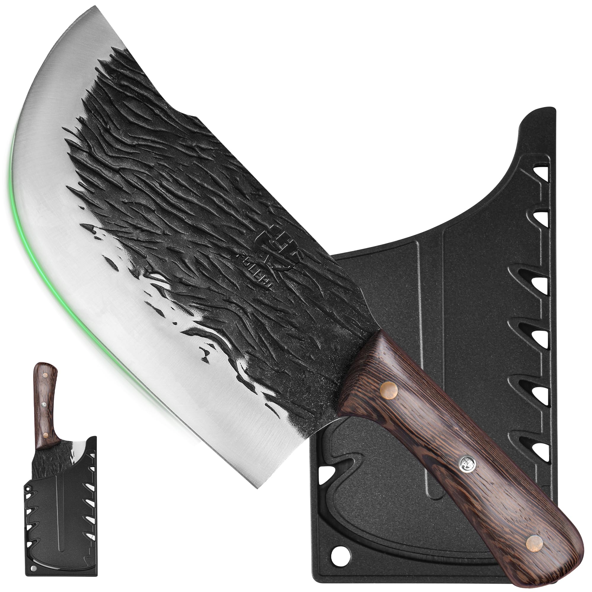 FULLHI Couperet à viande lourd en acier à haute teneur en carbone 21cm avec gaine