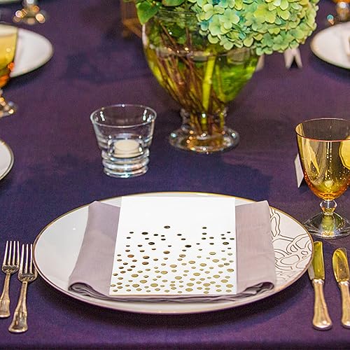 Miniatura 6 de Paquete de 120 servilletas de papel de aluminio dorado con lunares blancos y dorados, toallas de mano desechables metálicas para boda, baby shower,
