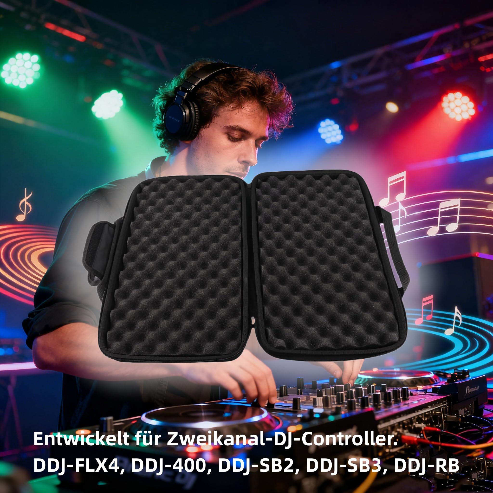 Hartschalenkoffer, Tragbare Schutztasche f¨¹r DJ-Controller, Doppelkanal-Controller, professionell und robust, f¨¹r Profis und Anf?nger, auf der Stra?e und im Studio