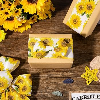 Amazon.com: Whaline Summer Sunflower Wired Edge Ribbon 10