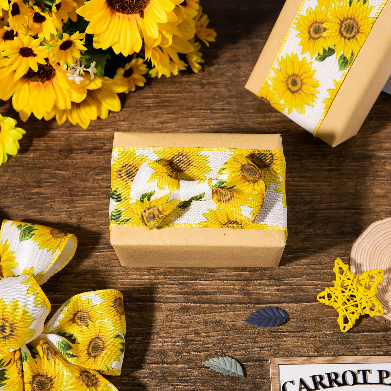 sunflower ribbon品 Amazon.com: Mlurcu Sunflower Ribbon - 6 Rolls, 40 Yards