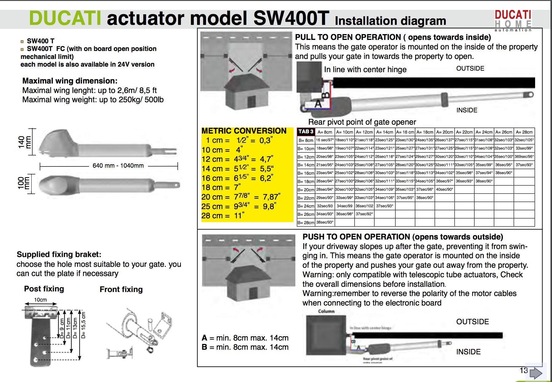apricancello DUCATI SW7000T kit motorizzazione 12V per cancelli a 2 ante battenti max.2,5m/250kg ogni anta.