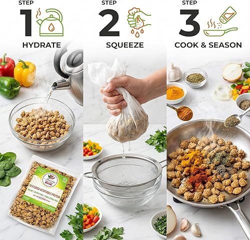 Miniatura 4 de Proteína Vegetal Texturizada (TVP), Sin Sabor, Bolsa de 1 lb, Trozos de Proteína Vegana Natural a Base de Plantas, Migas Sin OGM y Sin Gluten, Sin