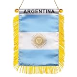 Argentina Hanging Flag with Suction Cup 4x6 Inch - Double Sided argentine Mini Banner for Car Rearview Mirror and Window Decor