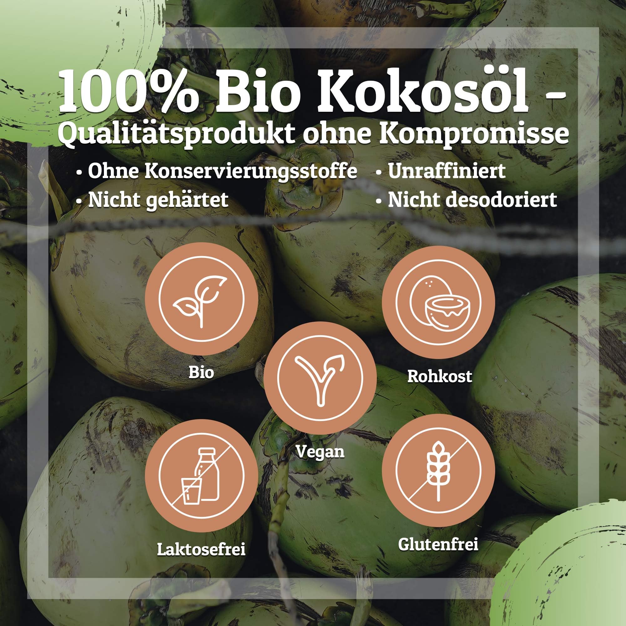 Kokosöl Bio Monte Nativo 1000ml (1L) - Coconut Oil - Kokosnussöl in Rohkostqualität - Reines Kokosfett - Bio Kokosöl nativ kaltgepresst zum Kochen, Braten und Backen, für die Haare, Zähne und Haut