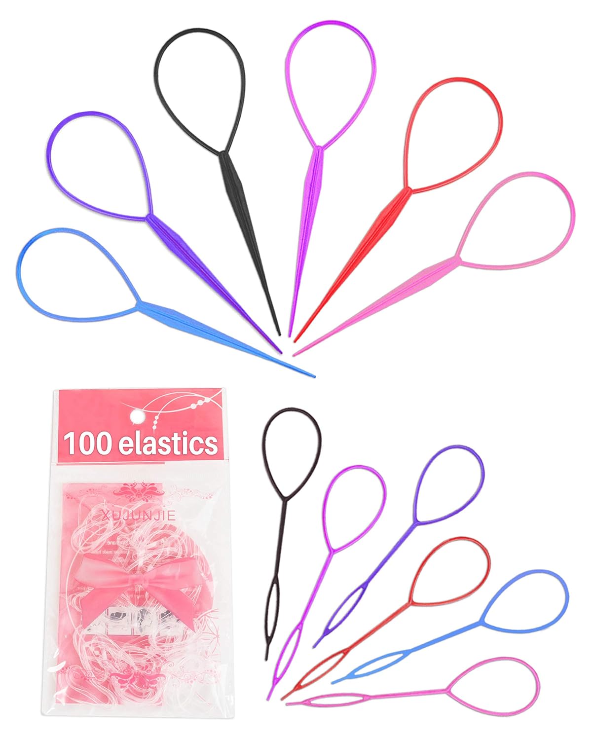 Topsy Tail Hair Tool, 12 Pcs Hair Accessories for Woman with 100 Pcs Hair Elastics, Colorful Hair Accessories for Girls by MoHern : Beauty & Personal Care