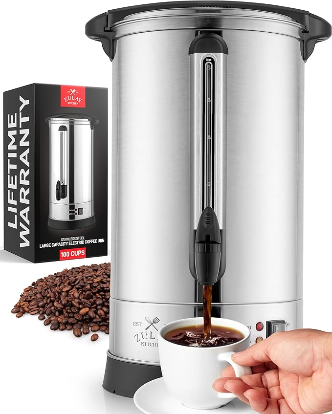 Zulay Commercial Coffee Urn 100 Cup Fast Brew Stainless