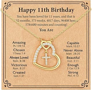 Happy 6th 7th 8th 9th 10th 11th 12th 13th Birthday Necklace Gifts for Girls, 14K Gold Plated Necklace Religious Christian Jewelry for Her 16+3 Inches