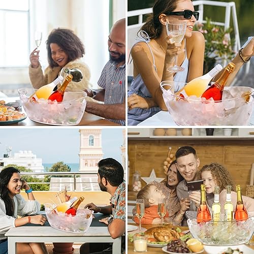 Miniatura 5 de Cubos de hielo para fiestas, 2 piezas de bebidas acrílicas de champán con 2 cucharas de hielo, cubos de bebidas para barra de cóctel, cubo largo y