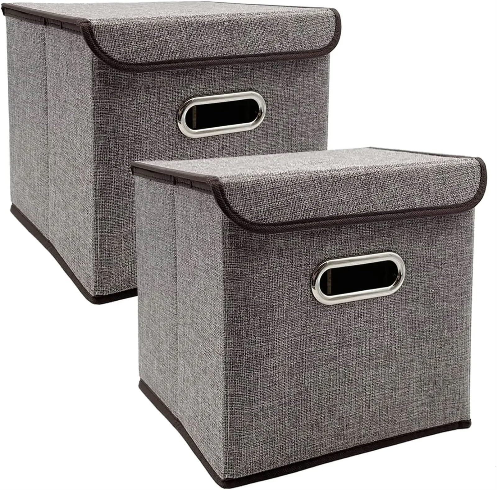 MFESFCS Collapsible Storage Box 2pcs Collapsible Storage Bins With Lid 25 * 25cm Linen Fabric Storage Baskets Washable Decorative Basket Storage Baskets(Grey)