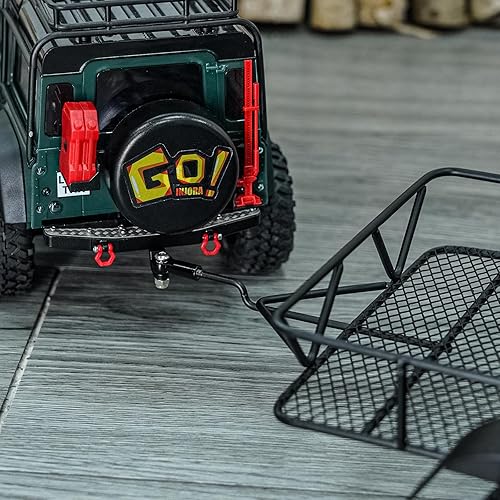 Miniatura 6 de INJORA Remolque RC para transportar detrás del coche - Remolque de montaje de enganche de metal para 1/18 RC Crawler TRX4M Defender Bronco K10 High
