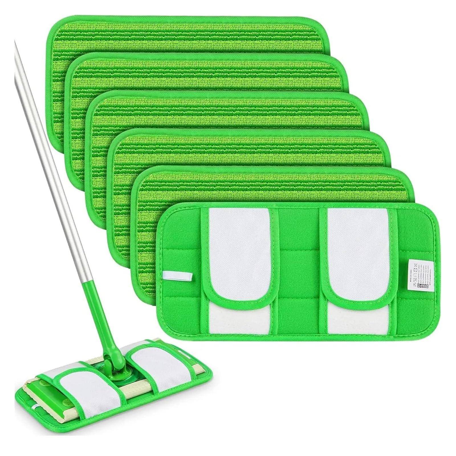 Lot de 6 serpillères lavables en microfibre pour balai Swiffer