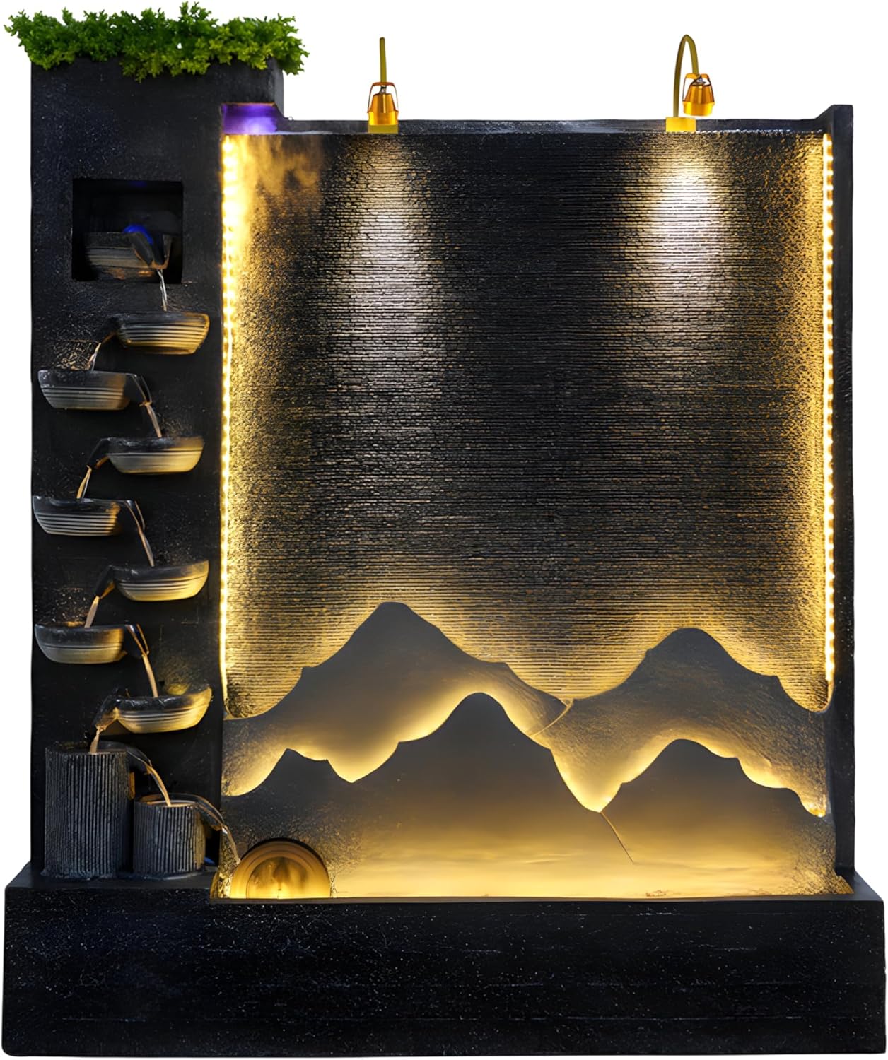 81.9 Inch Cement Concrete Fountain with LED Light for Indoor, Outdoor Decoration, Garden, Balcony, Housewarming Gift, Home Delivery(Left)