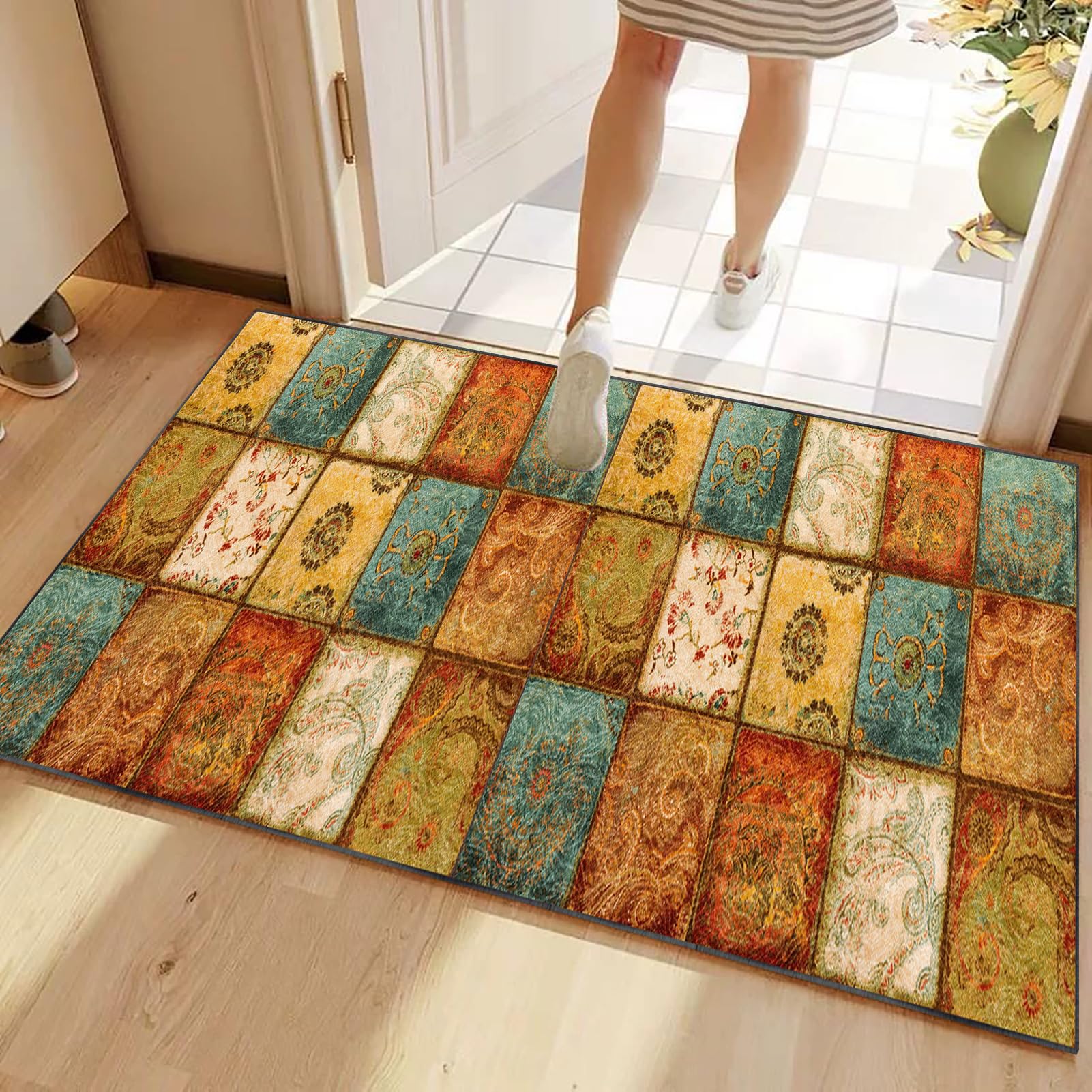 Küchenläufer Teppich Läufer für Flur Küche Wohnzimmer Schlafzimmer, Teppichläufer rutschfest Waschbar Teppich für Küche, Flurteppich Eingangsteppich Bettvorleger Schlafzimmer 120 x 450 cm