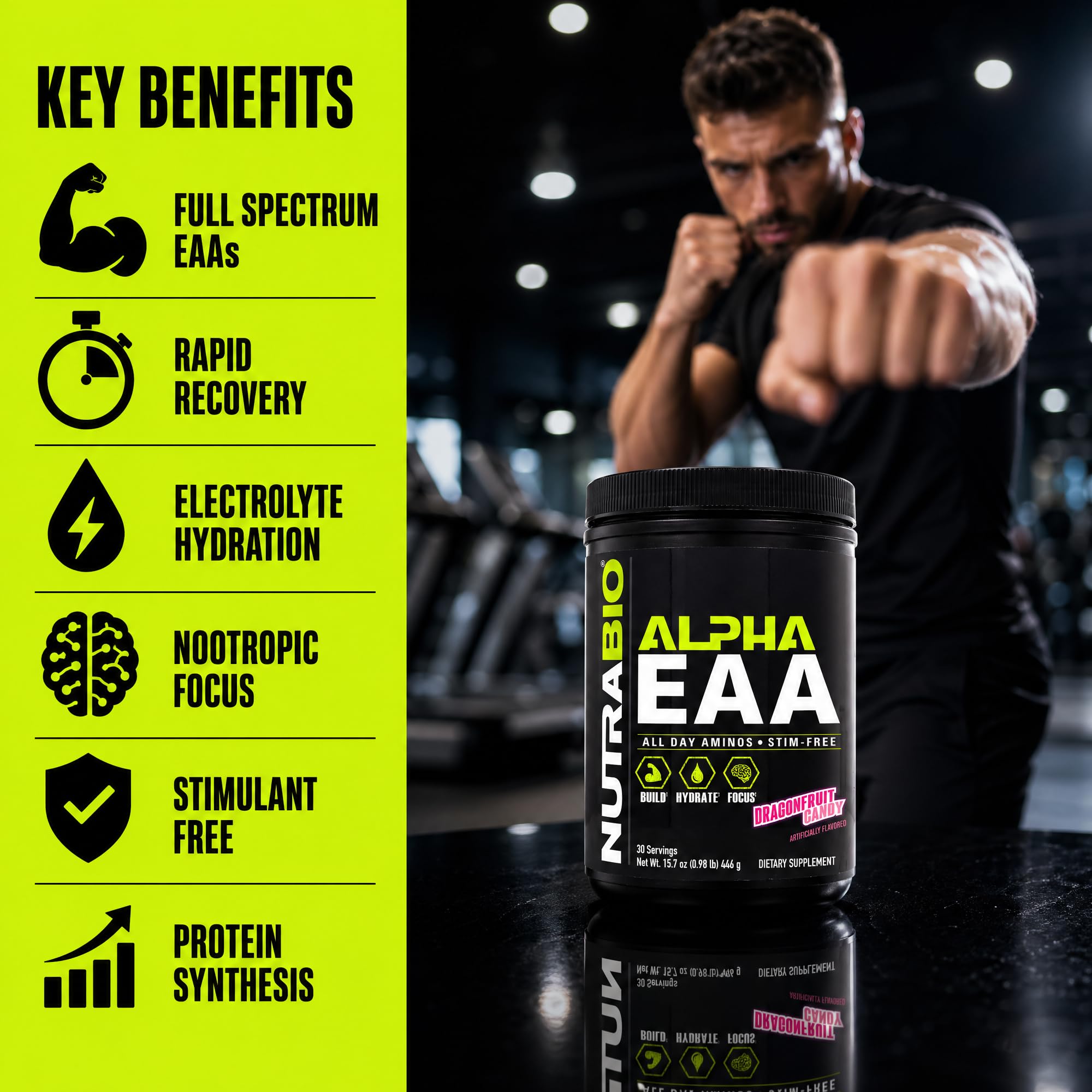 NutraBio Alpha EAA - 30 Porzioni (Caramella di Frutta del Drago)