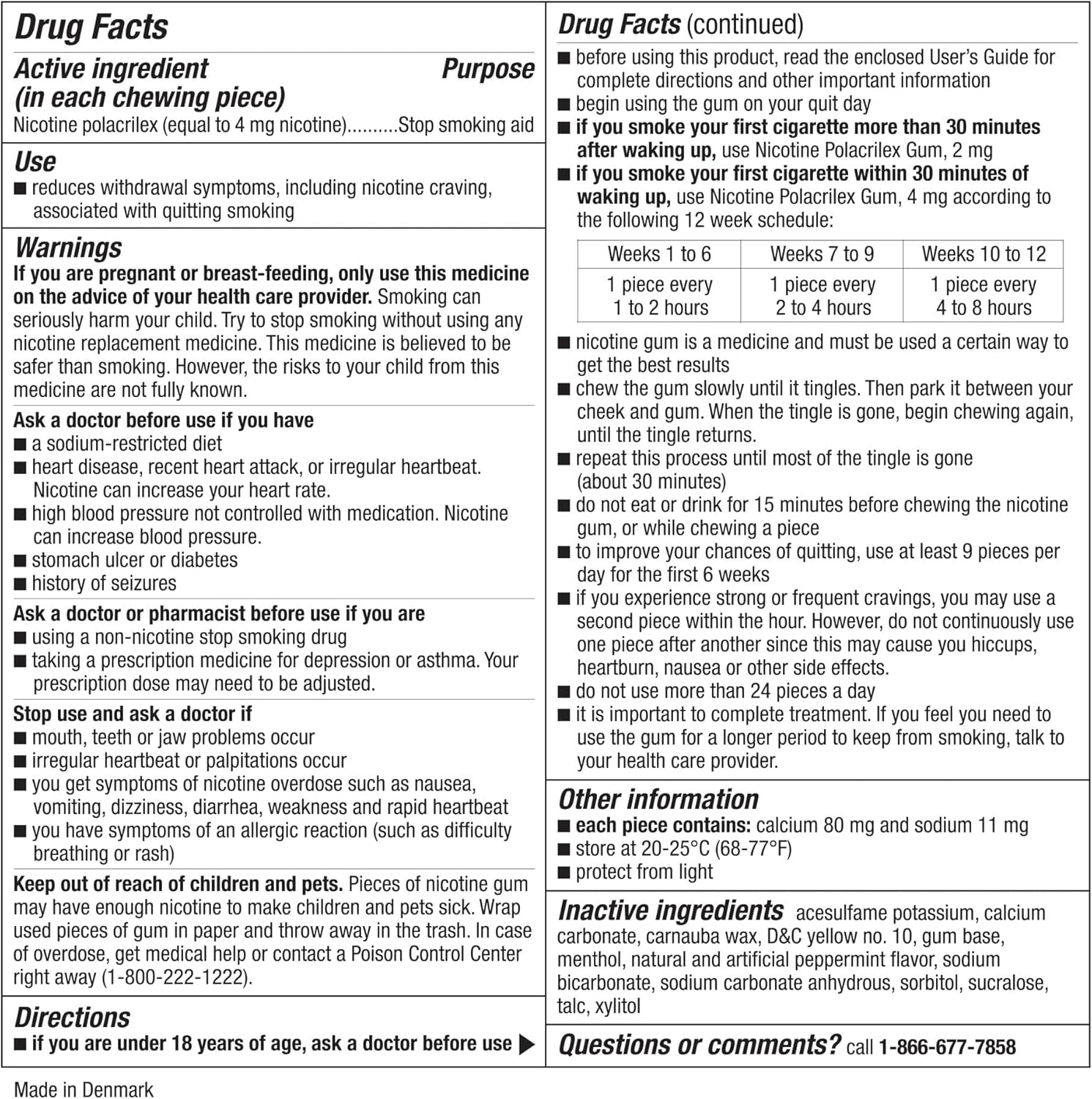 Nicotine Polacrilex Uncoated Gum 4 mg (Nicotine), Stop Smoking Aid, Arctic Mint Flavor