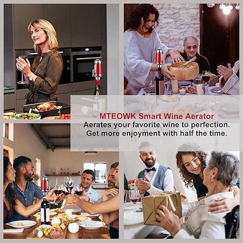 Miniatura 6 de Aireador de vino eléctrico, decantador de vino MTEOWK portátil vertedor de vino de 1 botón, dispensador de vino inteligente recargable por USB