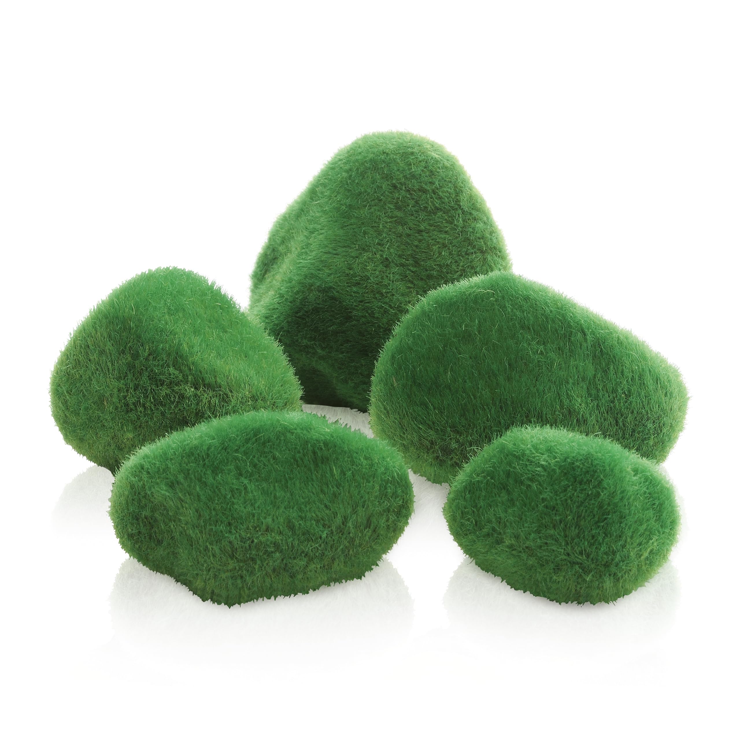 biOrb Fish Tank Decorations, Moss-Covered Pebble Set Aquarium Ornament (Green, 5 Stones Per Set), Beautiful Fish Tank Accessories To Add Colour, Natural-Looking Aquarium Decor For Scenic Background