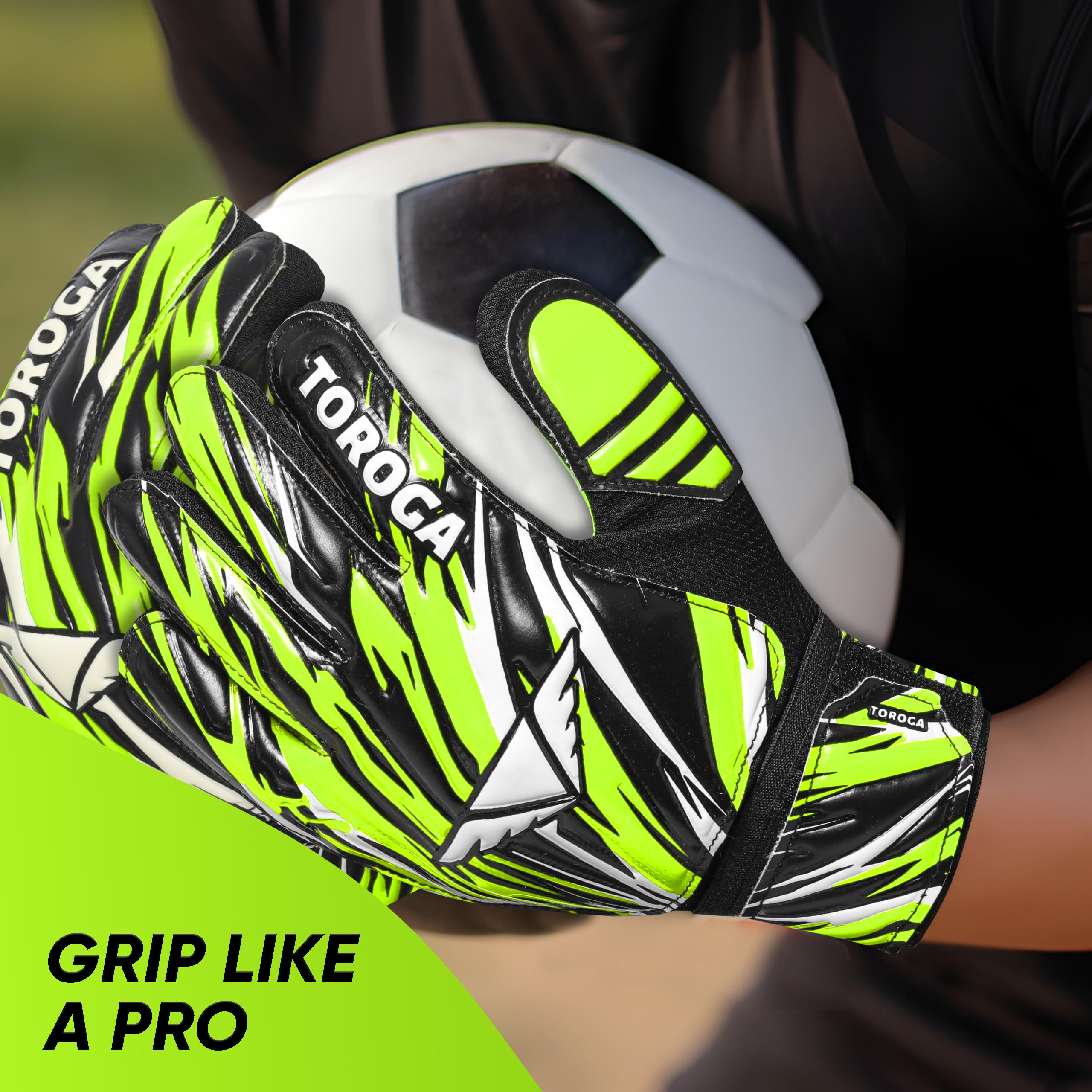 Guanti da portiere di calcio per ragazzi e bambini, guanti da portiere con palmo super grip