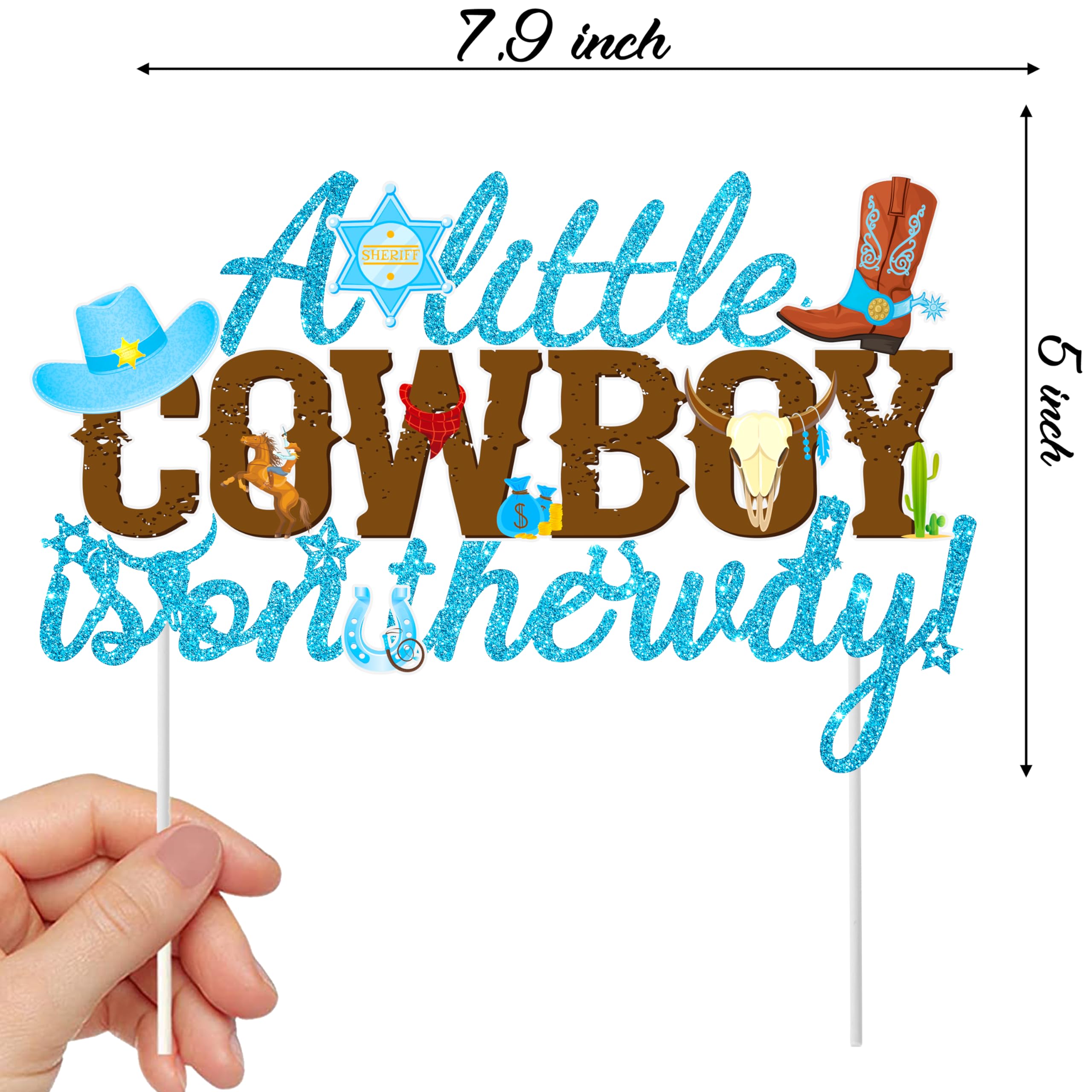 Little Cowboy Baby Shower Cake Topper - Wstern Cowboy Decoration for Wild West Birthday Party Supplies