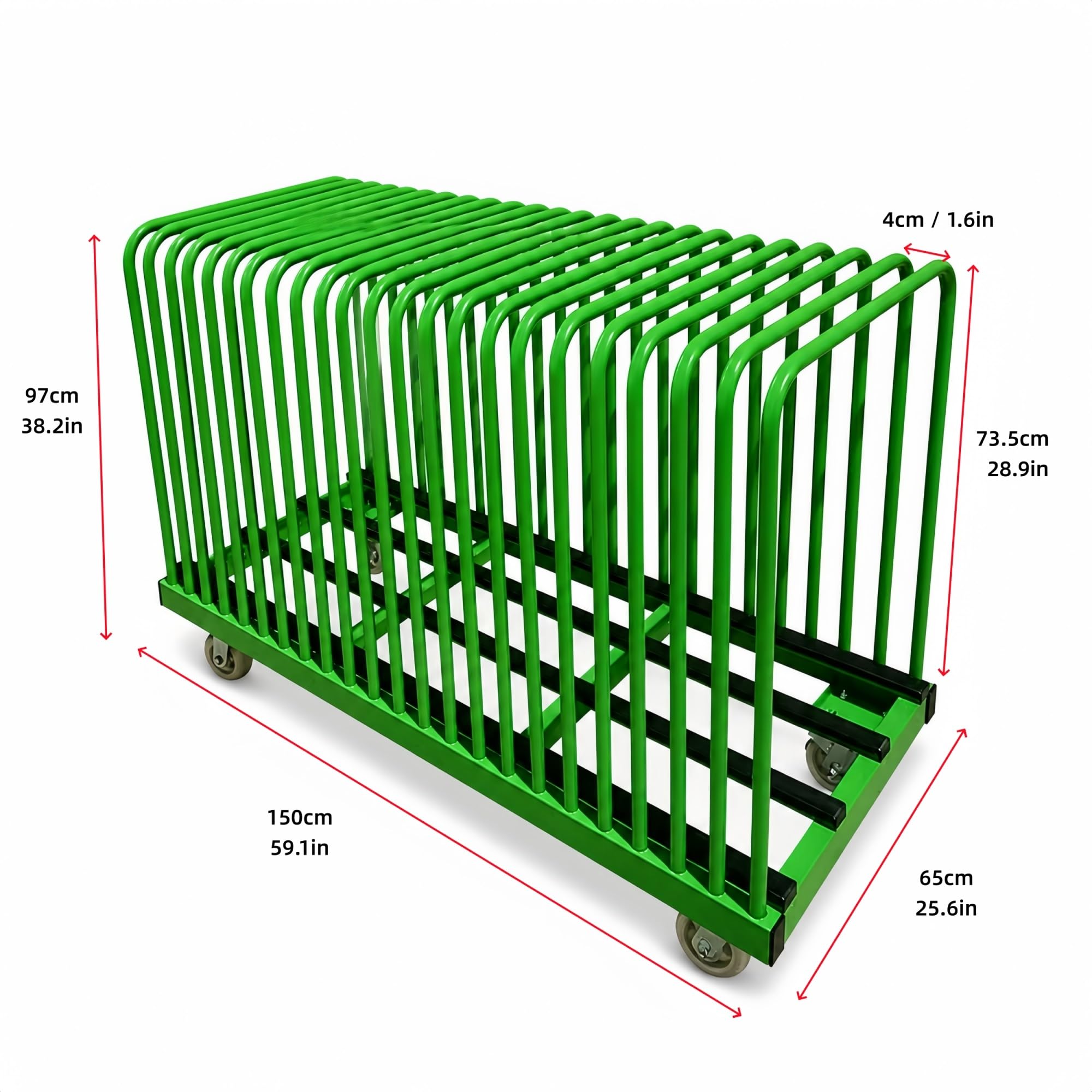 Plattenwagen mit Abnehmbaren Trennbügeln for Glas- und Steinplatten | PVC-Kontaktleisten und 500 kg Nennlast for geordneten Materialtransport(22-Slot High)