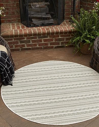 Miniatura 7 de Unique Loom Outdoor Striped Collection Alfombra de área - Maia (2' 7" x 12' camino, rojomarfil)