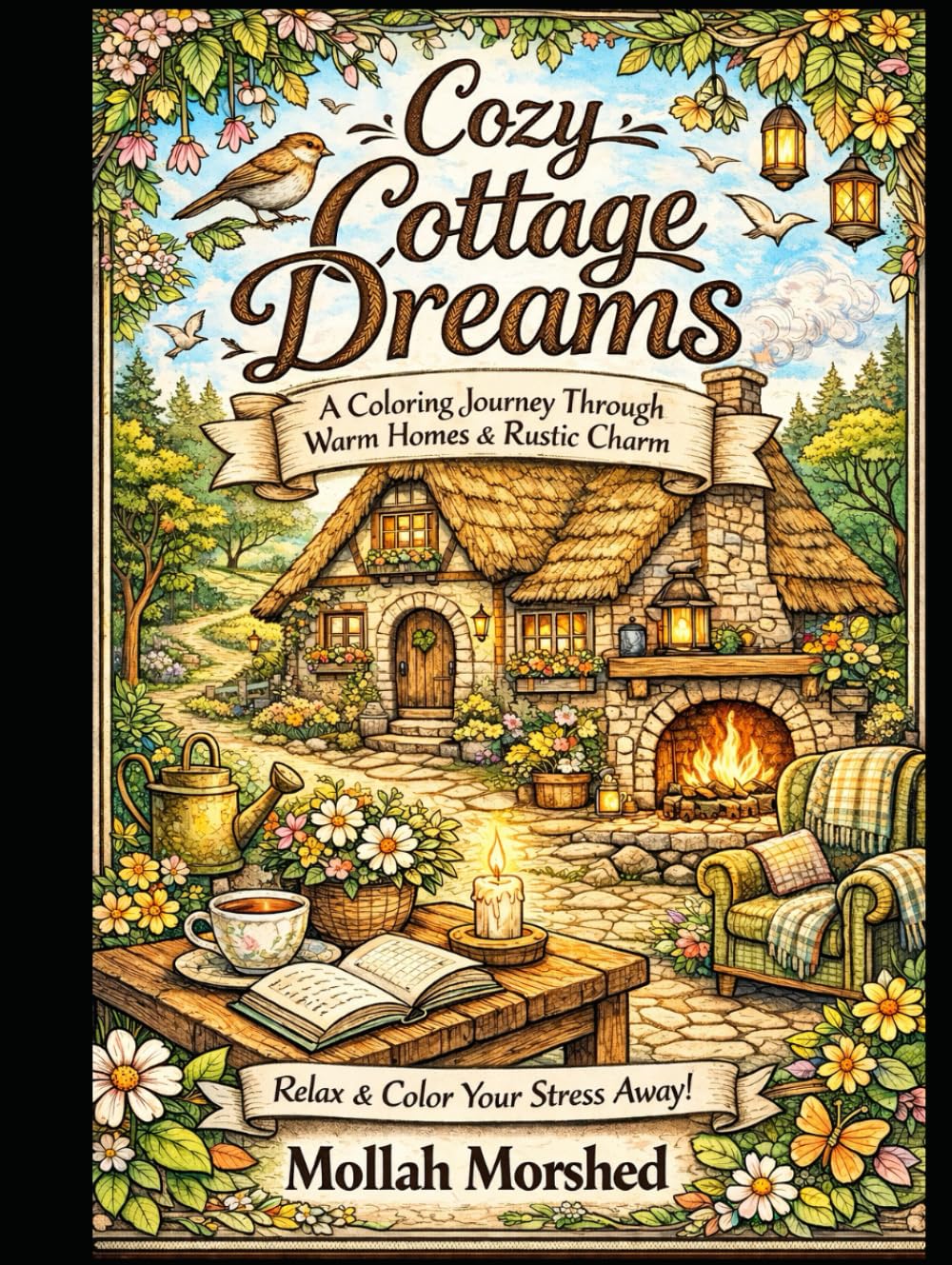 Cozy Cottage Dreams: A Coloring Journey Through Warm Homes & Rustic Charm