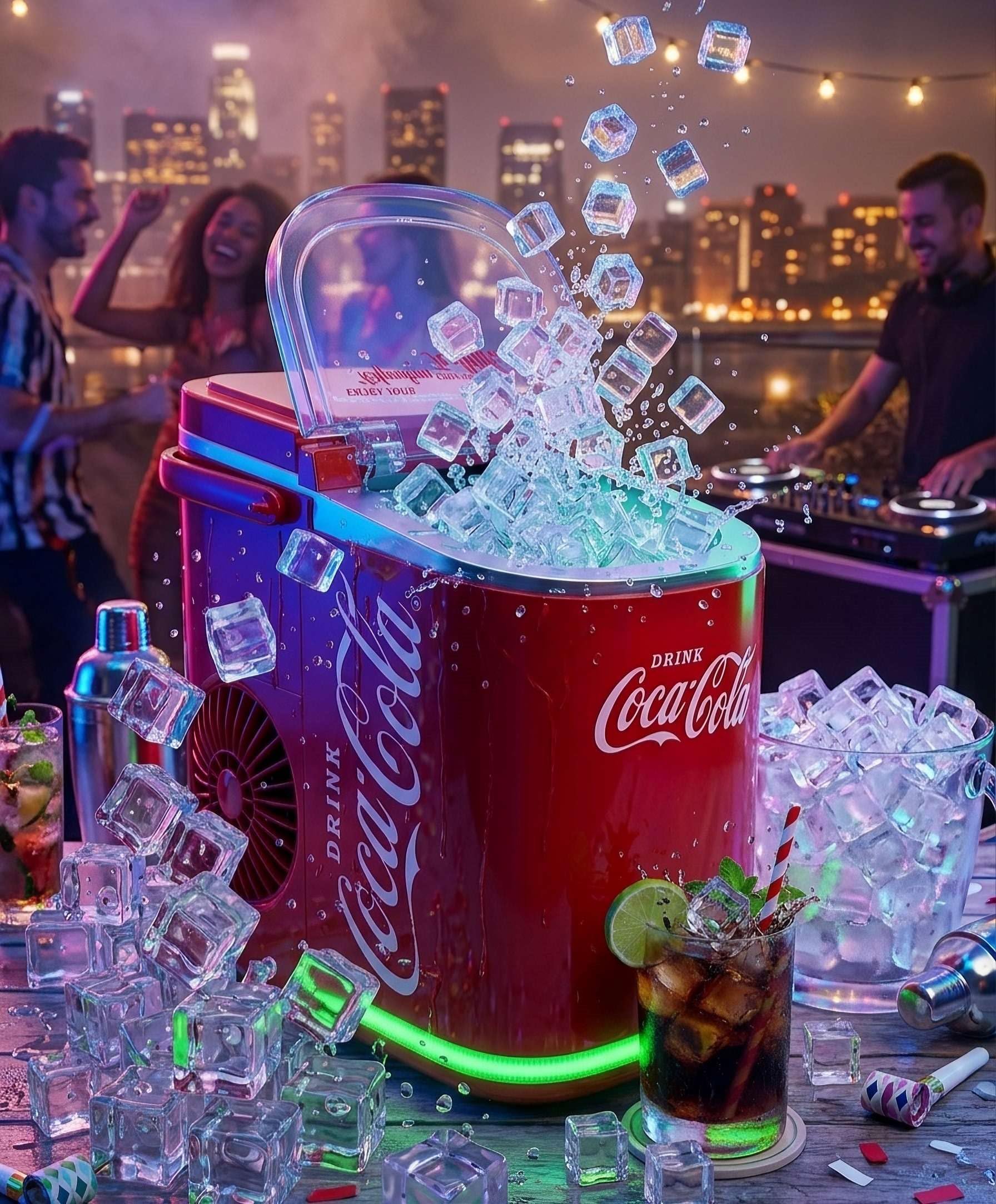 Salco Coca Cola Machine à Glaçons Rouge - Ice Maker avec 2 Tailles de Glaçons - 12kg de Glaçons par Jour - Design Rétro Rouge - Machine à Glaçons Portable pour Cocktails, Boissons & Fêtes