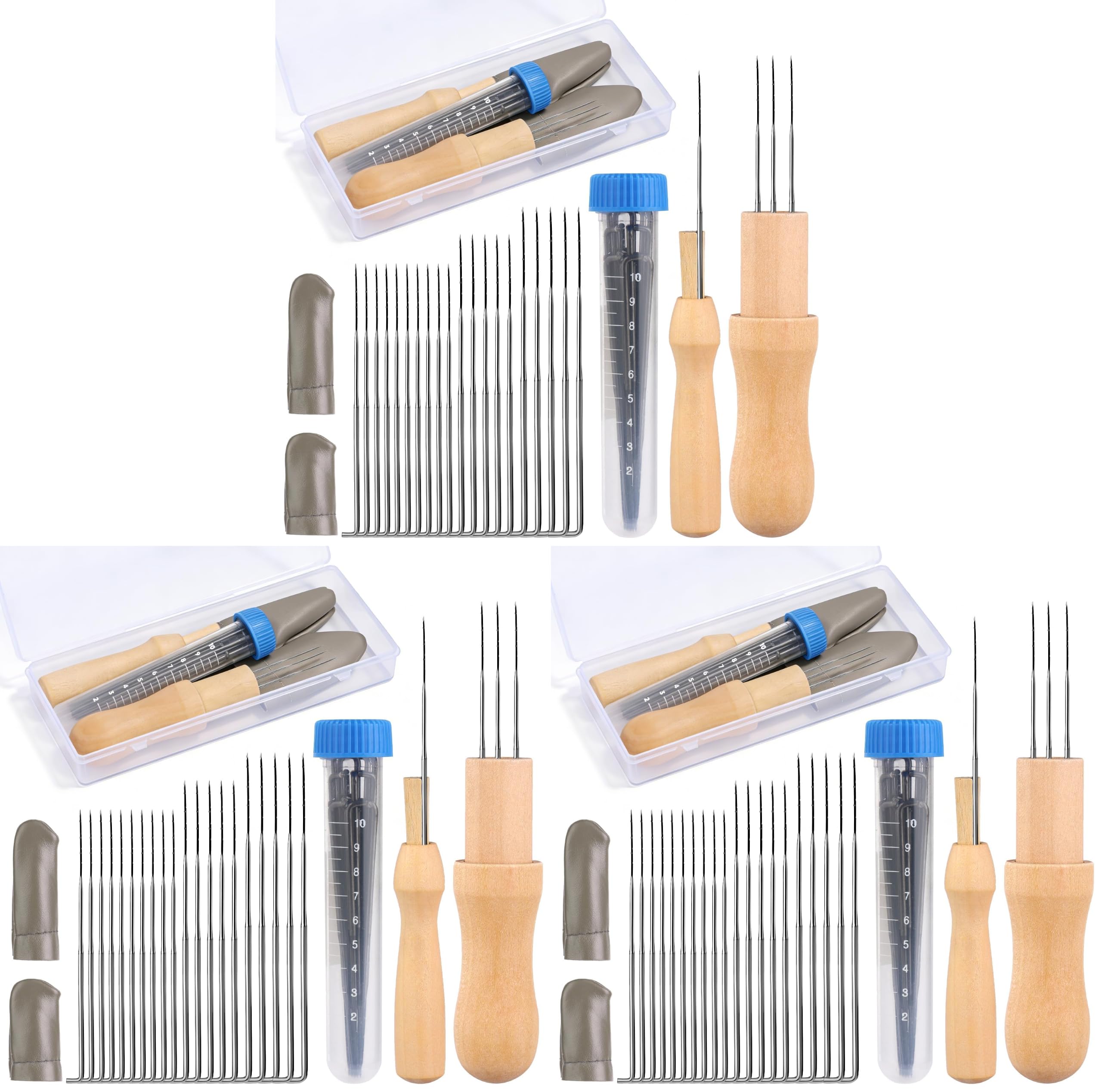 Yizzvb Needle Felting Tools, 4 Sizes Felting Needles with Needle Bottle Felting Tool Holders, Complete Needle Felting Tools Kit Needle Felting Supplies for Beginner Professional (Pack of 3)