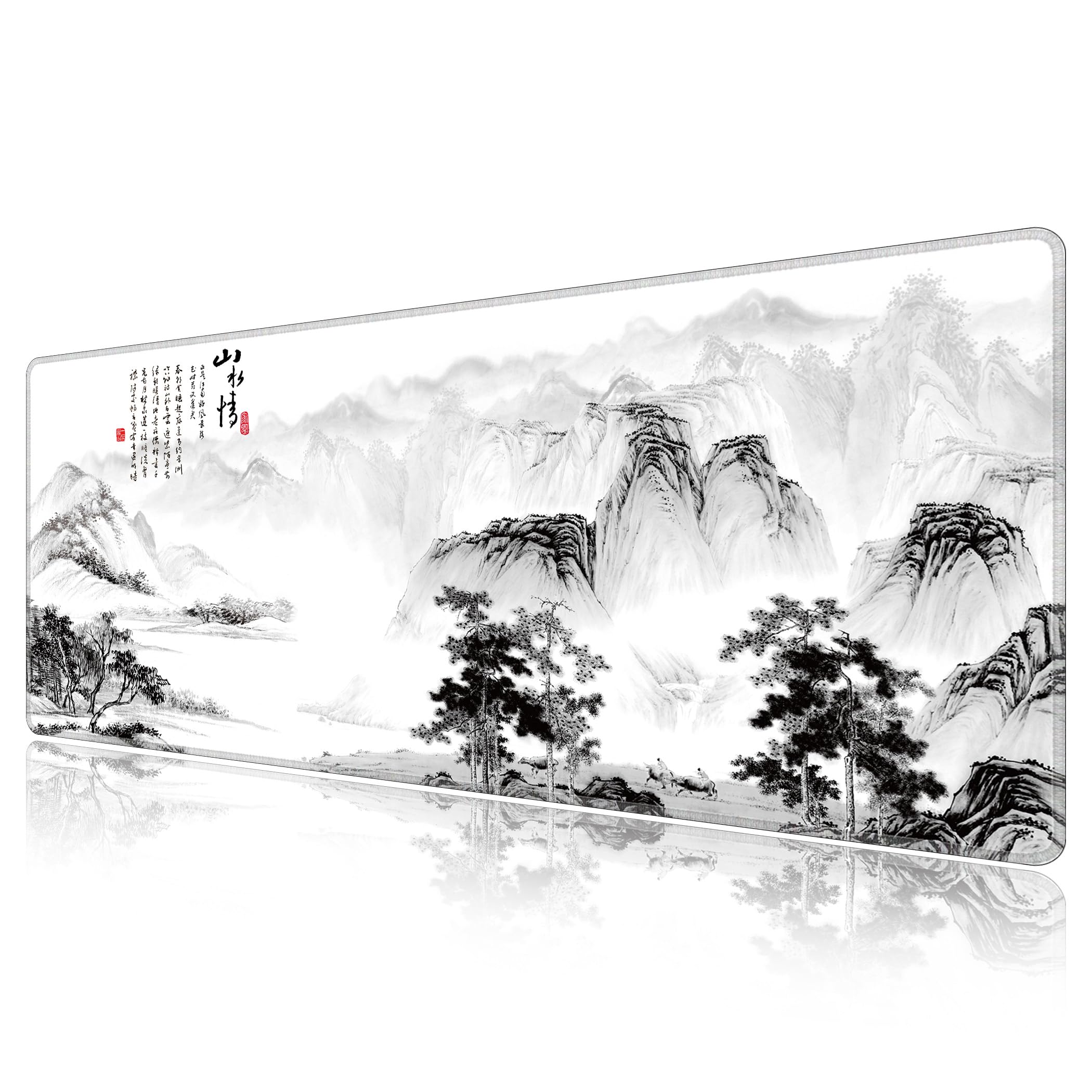 LL-COEUR Grand Tapis de Souris de Jeu à Motif 120x50x0,3cm, Pad de Bureau Mousepad Large et Étendu pour Clavier, Ordinateur (1200x500x3mm, Paysage 2)