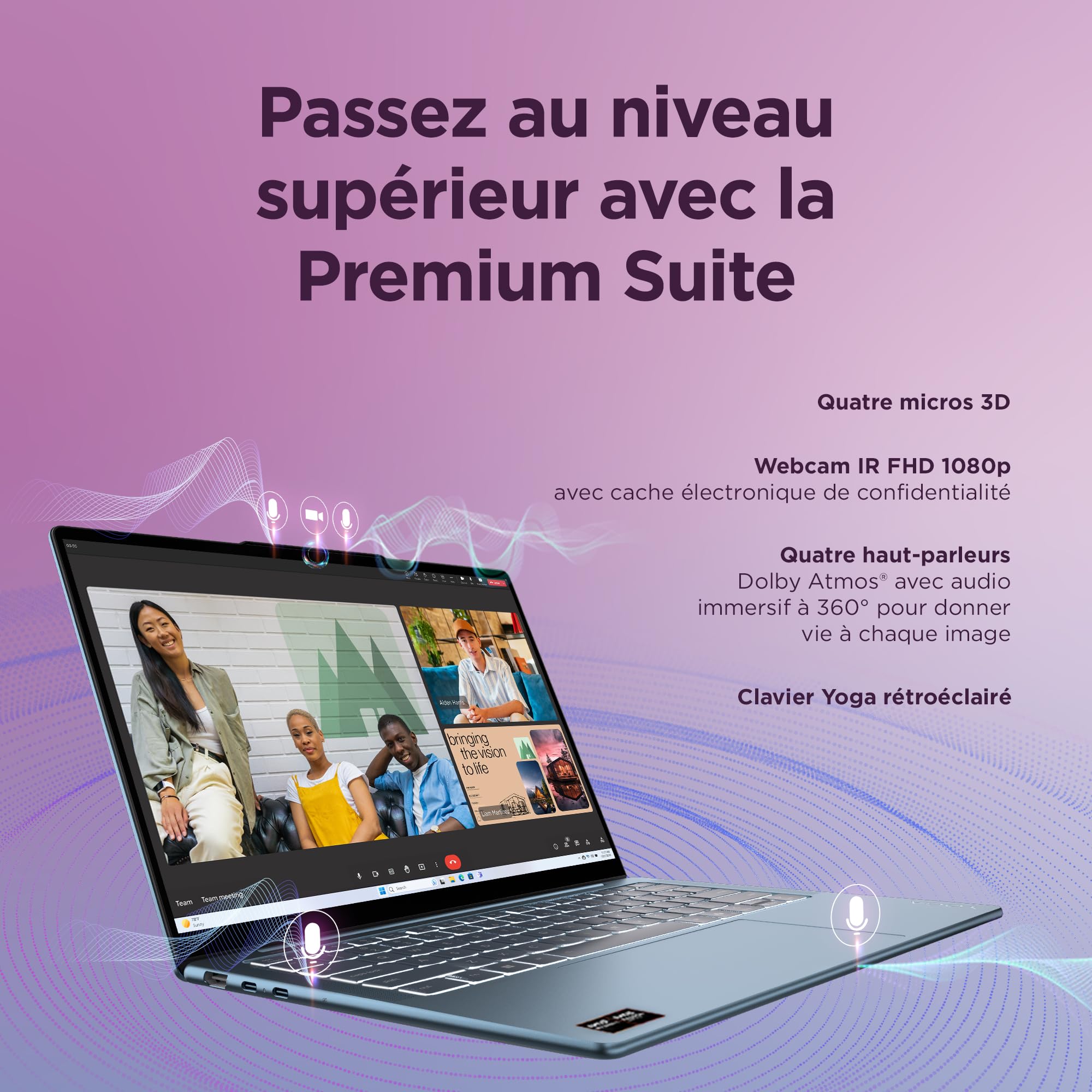 Lenovo Yoga Slim 7 14AKP10 - Ordinateur Portable 14'' WUXGA (AMD Ryzen AI 7 350, RAM 32Go, SSD 1Tb, IAMD Radeon 860M Graphics,Windows 11 Home) Clavier rétroéclairé AZERTY FR - Tidal Teal