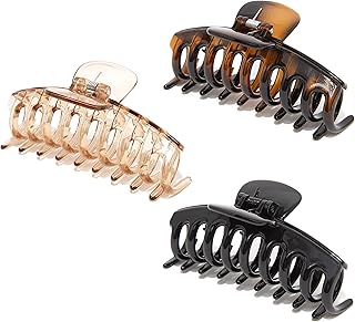 Solest London Hair Claw Clips - Black Brown Claw Clip Set - Pack of 3 Claw Clip for Women and Girls - Trendy Colored Claw Clip - 4.3 inch - Hair Claw Clips Dark Neutral