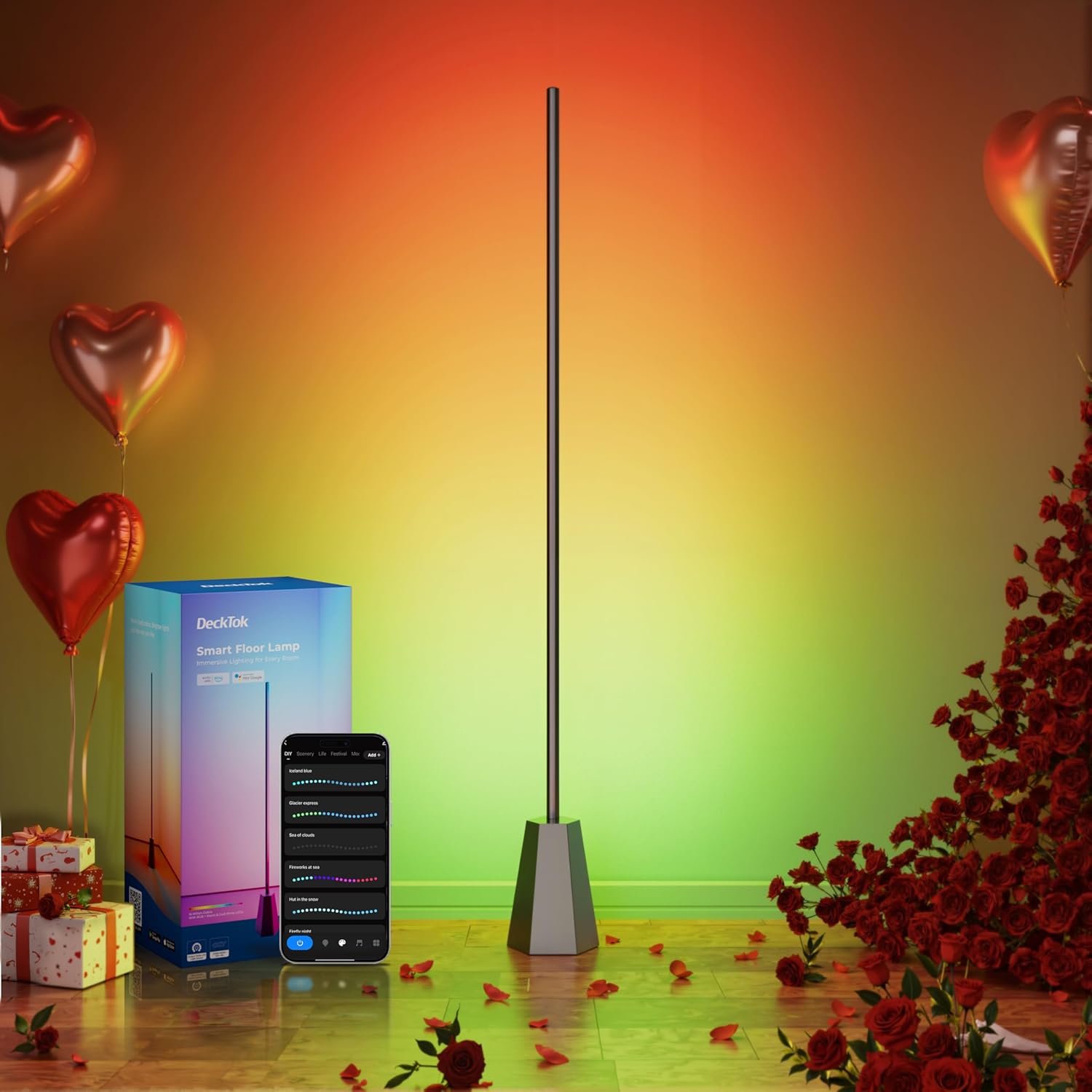 Corner Floor Lamp, RGBCW Smart Floor Lamp pro, Upgraded 1500lm, 16 Million Colors, Music Sync,2700-6500K, LED Corner Lamp with Alexa & Google Compatible, Led Floor Lamps for Living Room Bedroom Gaming