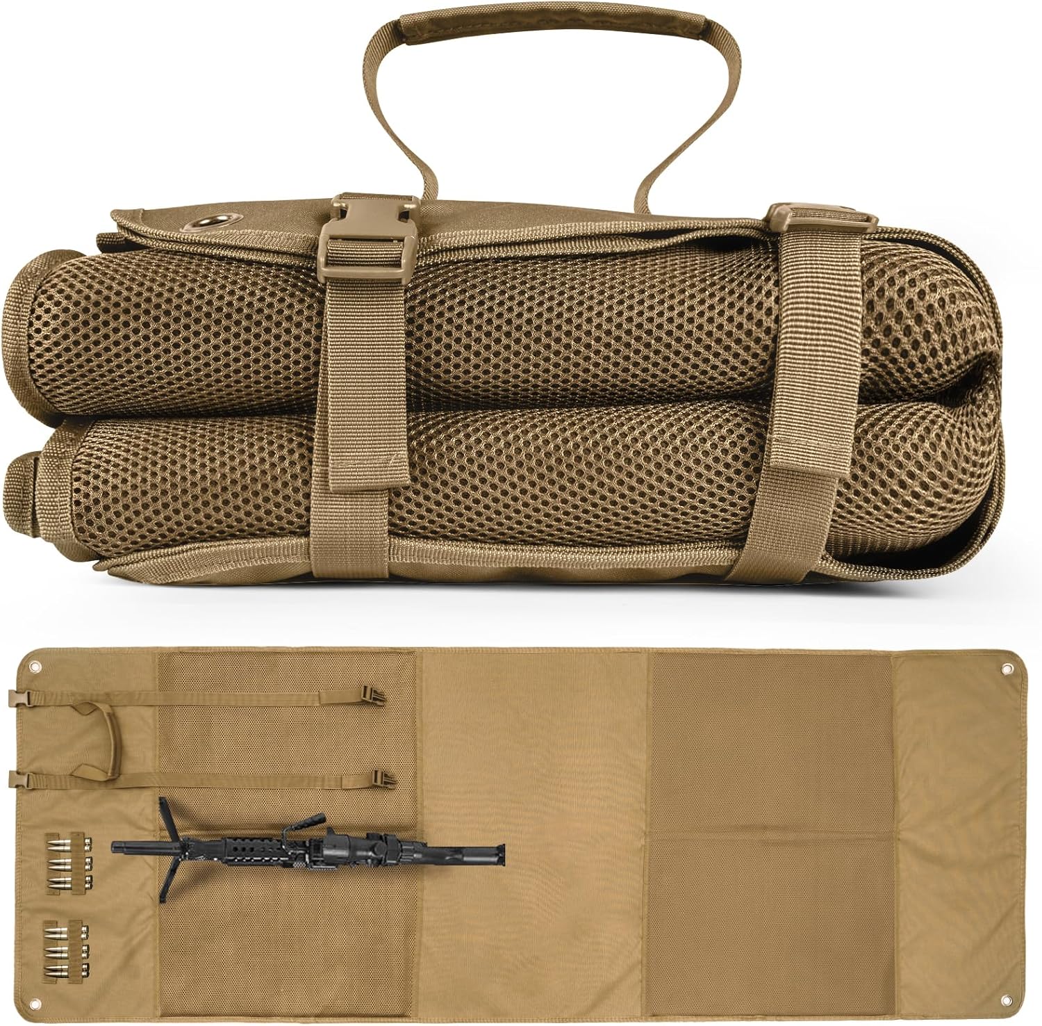 Extra Large Padded Shooting Mat Prone Padded – Portable, Waterproof & Non-Slip Tactical Range Mat with Thickened Padding, Bipod Holder for Hunting, Prone & Bench Shooting