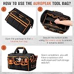 Electrician Tool Bag 17-Inch, 26-Pocket Large Tool Bags for Men Women with Waterproof Hard Bottom & Adjustable Shoulder Strap, Tool Bag Organizer for HVAC Craftsman Contractor Carpenter Electrician