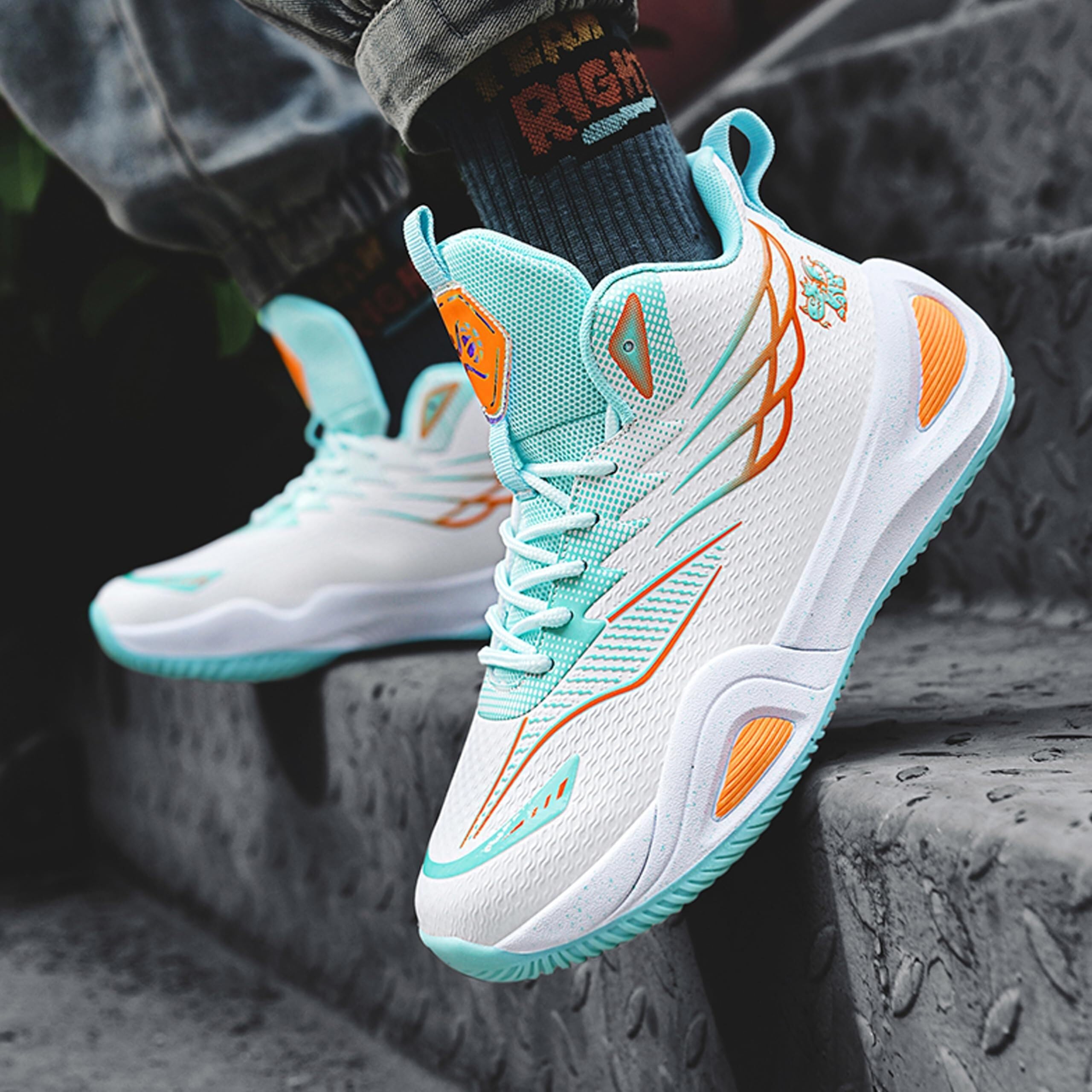 Zapatos de Baloncesto Hombre Zapatillas Altas Antideslizantes Que absorben Golpes Botas Entrenamiento Duraderas