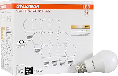Miniatura 12 de Bombilla LED A19 SYLVANIA, 60 W = 8.5 W, no regulable, acabado esmerilado, 800 lúmenes, 2700K, blanco suave, paquete de 12 (74469)