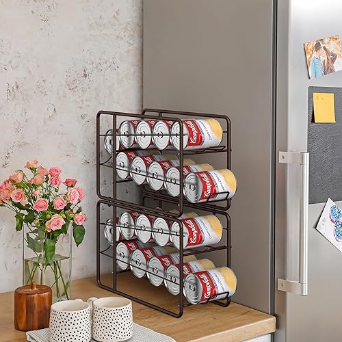 Miniatura 3 de MOOACE Paquete de 4 dispensadores de latas, organizador apilable de almacenamiento de latas para alimentos enlatados, gabinete de cocina, despensa,