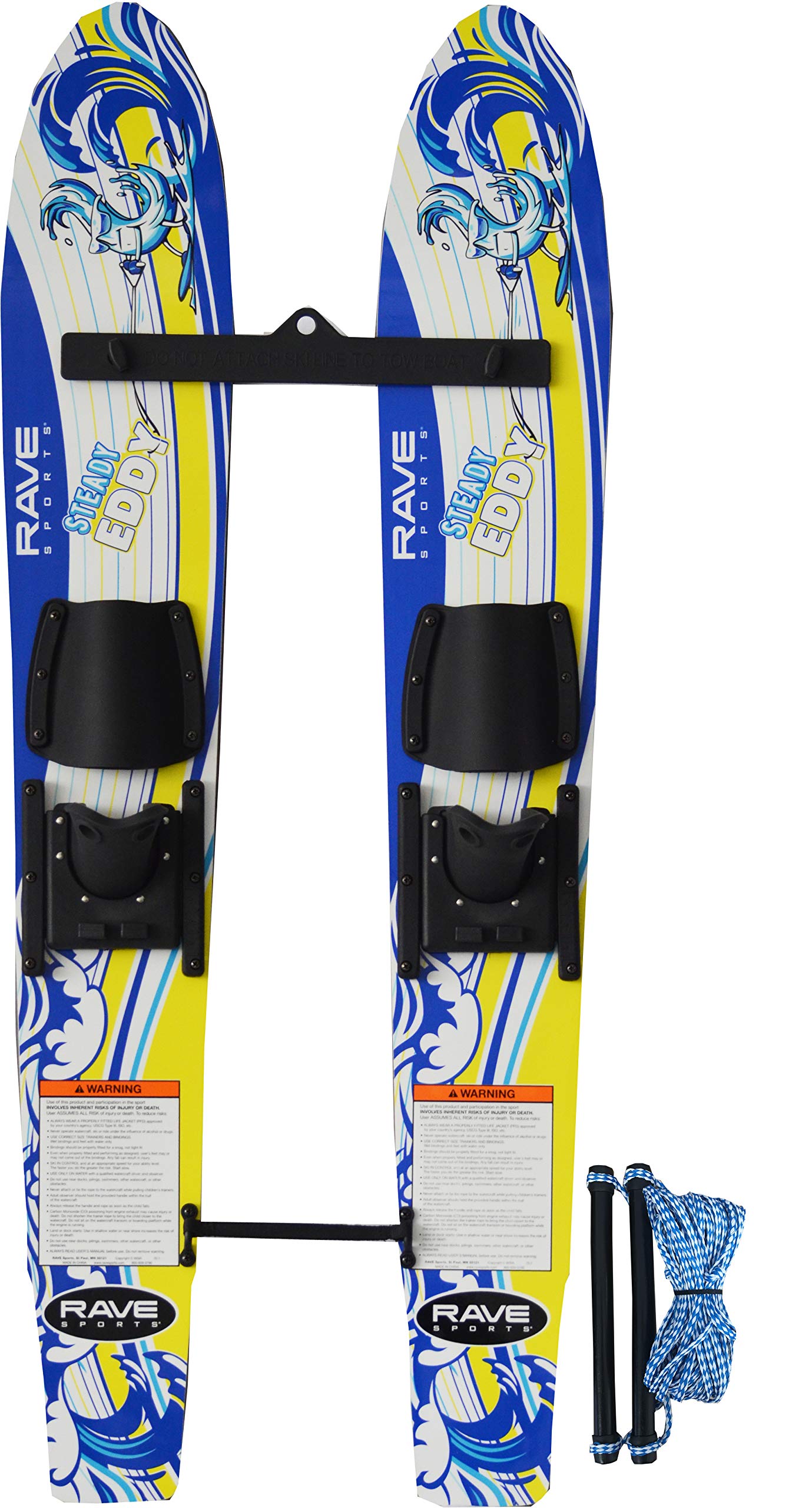 Rave Sports Steady Eddy Trainer Water Skis,Yellow/Black