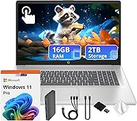 HP 17.3" HD+ Touchscreen Laptop: Ryzen 5 7430U, 16GB RAM, 2TB Storage + Docking Station, Wi-Fi 6, Win 11 Pro, Silver