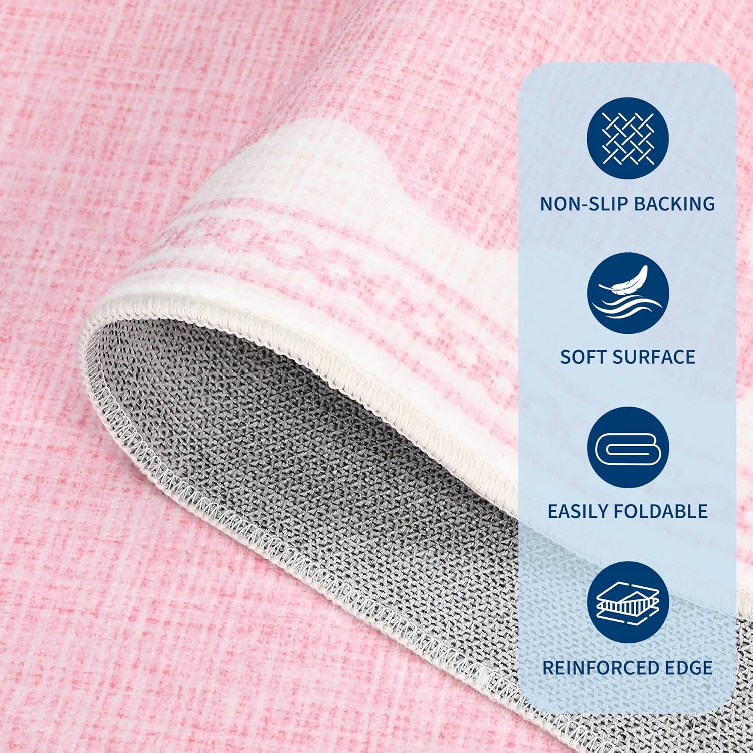 GarveeHome 4x6 Rug Non-Slip Washable Low-Pile Carpet - Scalloped Solid Pink Modern Minimalism Rugs for Bedroom Living Room Nursery Kitchen Entryway Indoor Mat with Rubber Back - Image 6