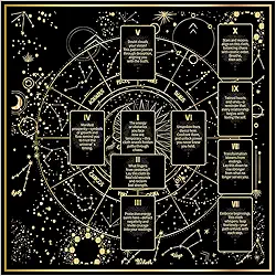 BOXOB Toalha de mesa de tarô, pano de altar de 63 x 63 cm, tecido de adivinhação sagrada, estampa dupla face, tapete de tarô para leitura de cartas, bruxaria, cristais, suprimentos de rituais