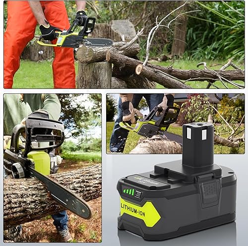 Miniatura 7 de Paquete de 2 baterías de repuesto de 6000 mAh P108 para Ryobi 18 V batería y cargador compatible con batería de litio Ryobi de 18 voltios P108 P107