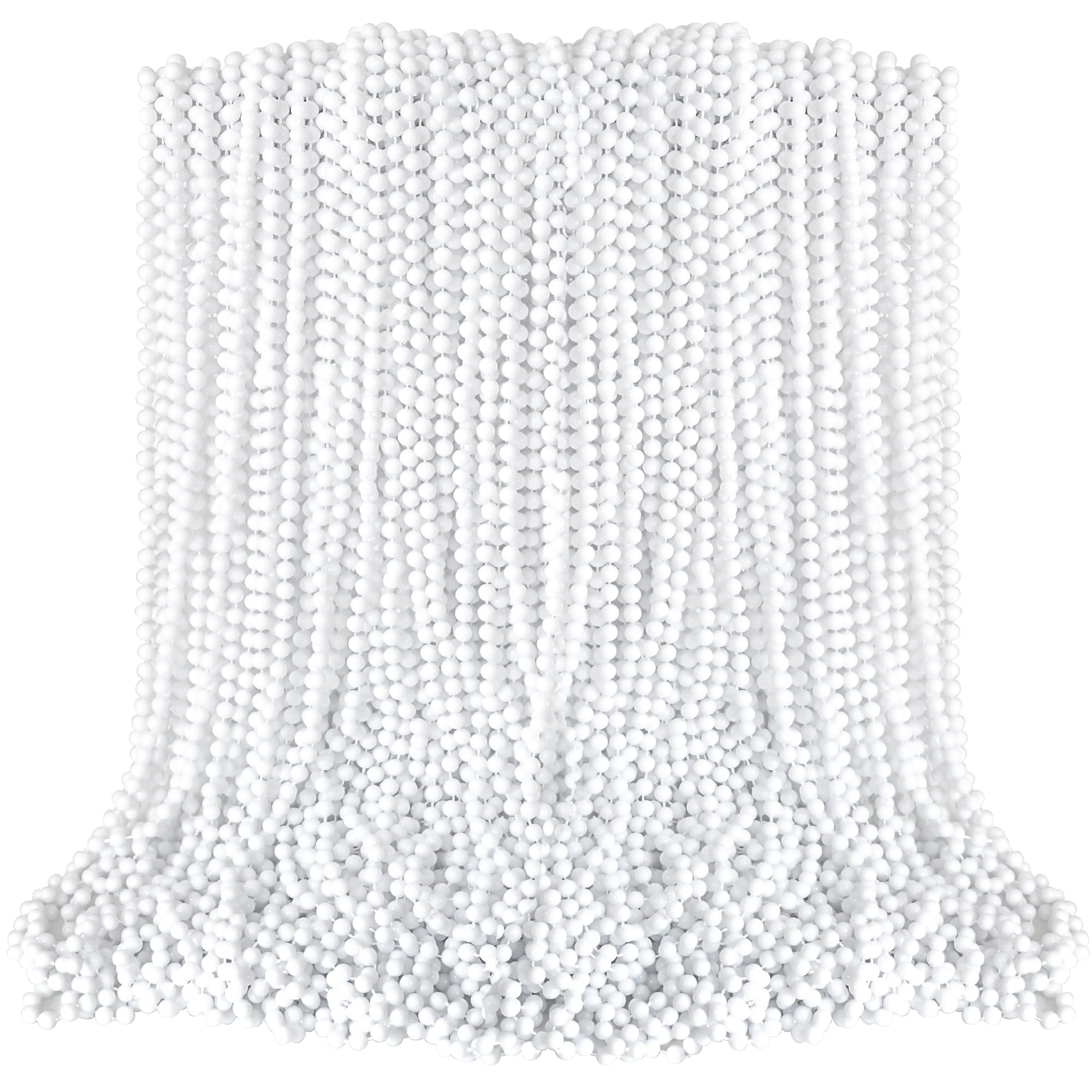 EOBOH Beaded Necklace, 100PCS White Mardi Gras Beads Stuff Party Favors, 33" Holiday Toy Costume Bulk, Festival Parade Throw Accessories for Wedding Birthday Celebrations Decoration โ image 1