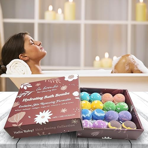 Miniatura 2 de Bombas de baño naturales para pieles sensibles. Juego de bombas de baño para mujeres y niñas. Juego de bombas de baño hidratantes de retinol para
