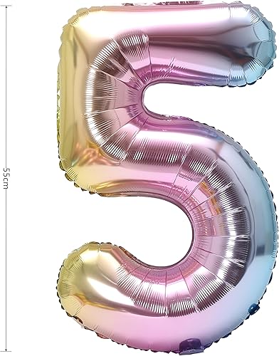 Miniatura 3 de YPSelected - Globo grande de helio de 32 pulgadas con números 0-9 de aluminio y Mylar, arcoíris, para cumpleaños, bodas y fiestas (5)